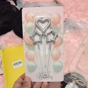 Silver Star and Heart Cake Toppers